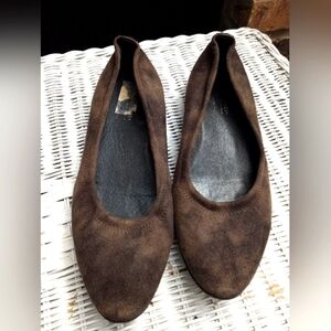 Womens Donald J Pliner Made in Italy Leather Suede Brown Pointed Flat Shoe 10
